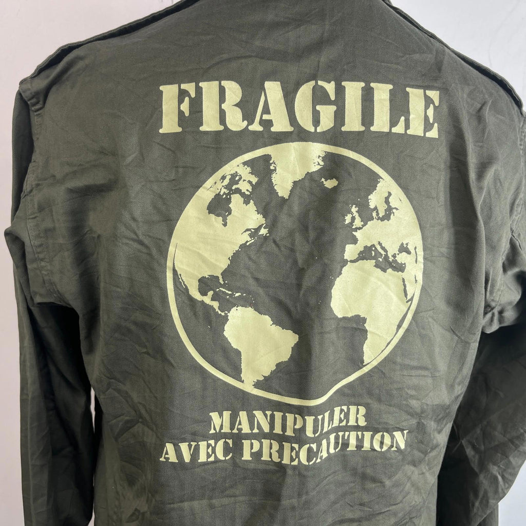 Custom Fragile Earth Print French Military Army Combat Jacket Green size 104L