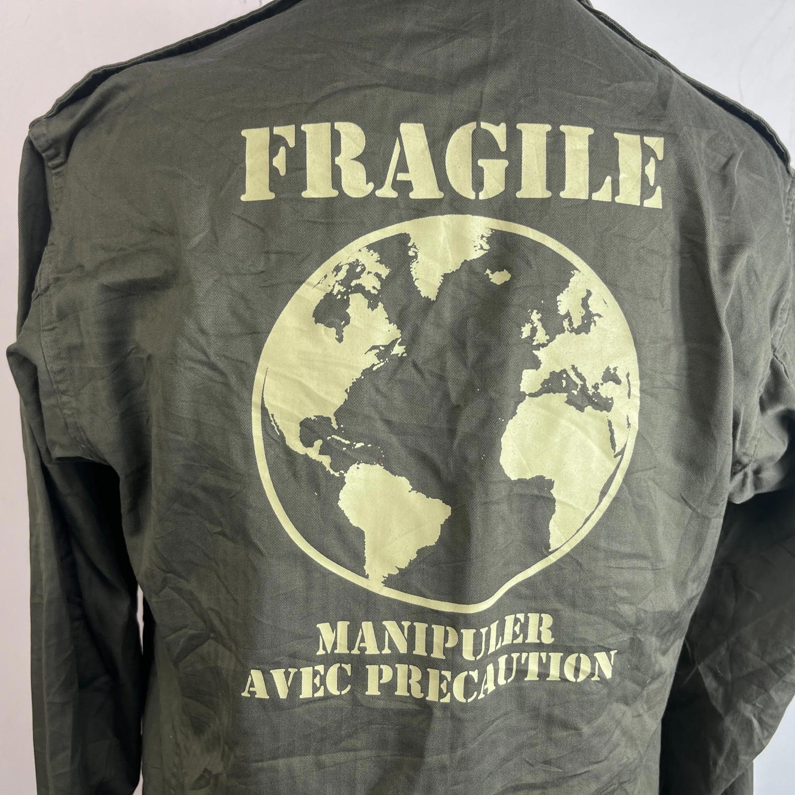 Custom Fragile Earth Print French Military Army Combat Jacket Green size 104L