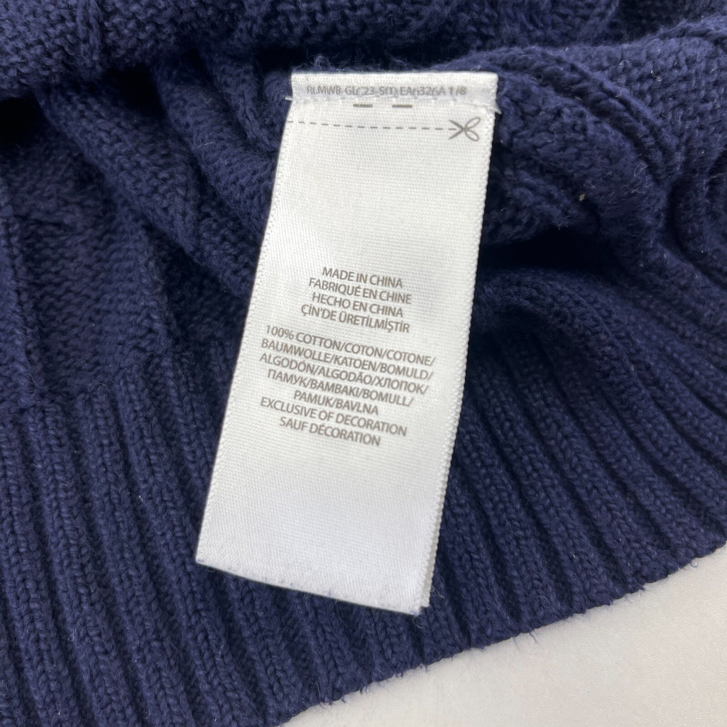 Polo Ralph Lauren 100% Cotton Jumper Men's size M Navy Blue Crew Neck Sweater
