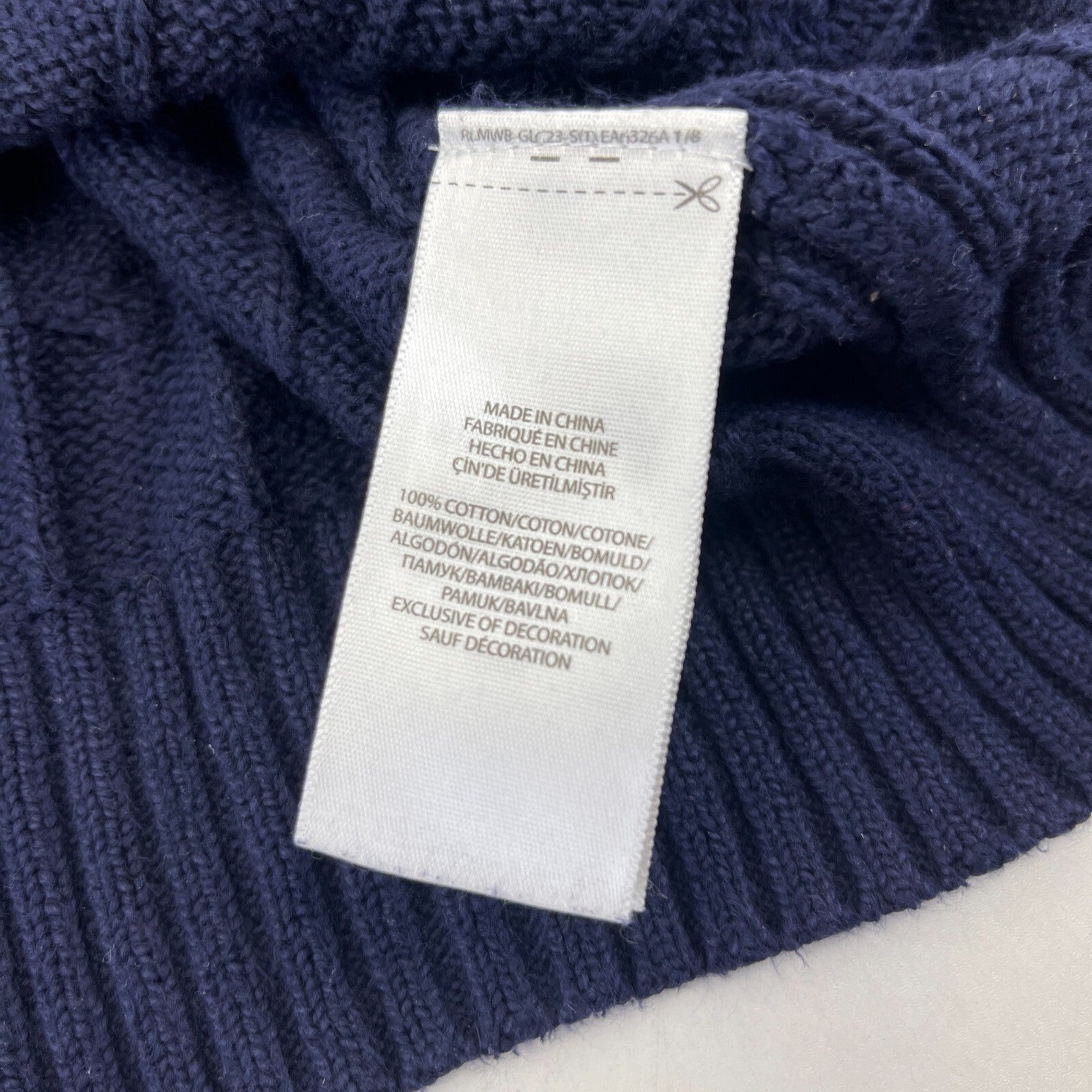Polo Ralph Lauren 100% Cotton Jumper Men's size M Navy Blue Crew Neck Sweater