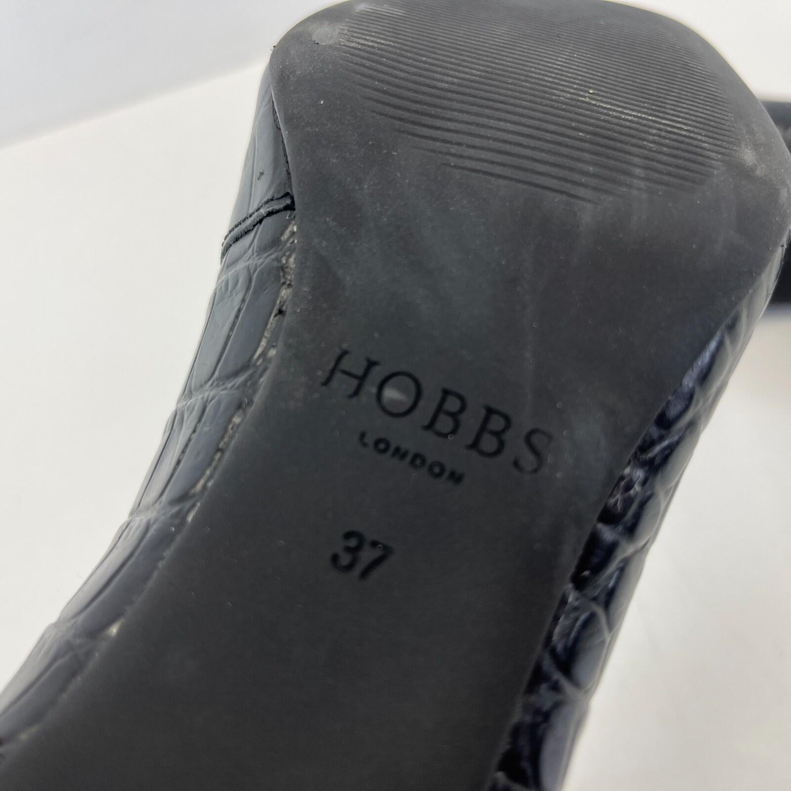 Hobbs Women's Leather Court Shoes UK 4 EU 37 Black Faux Croc Pattern