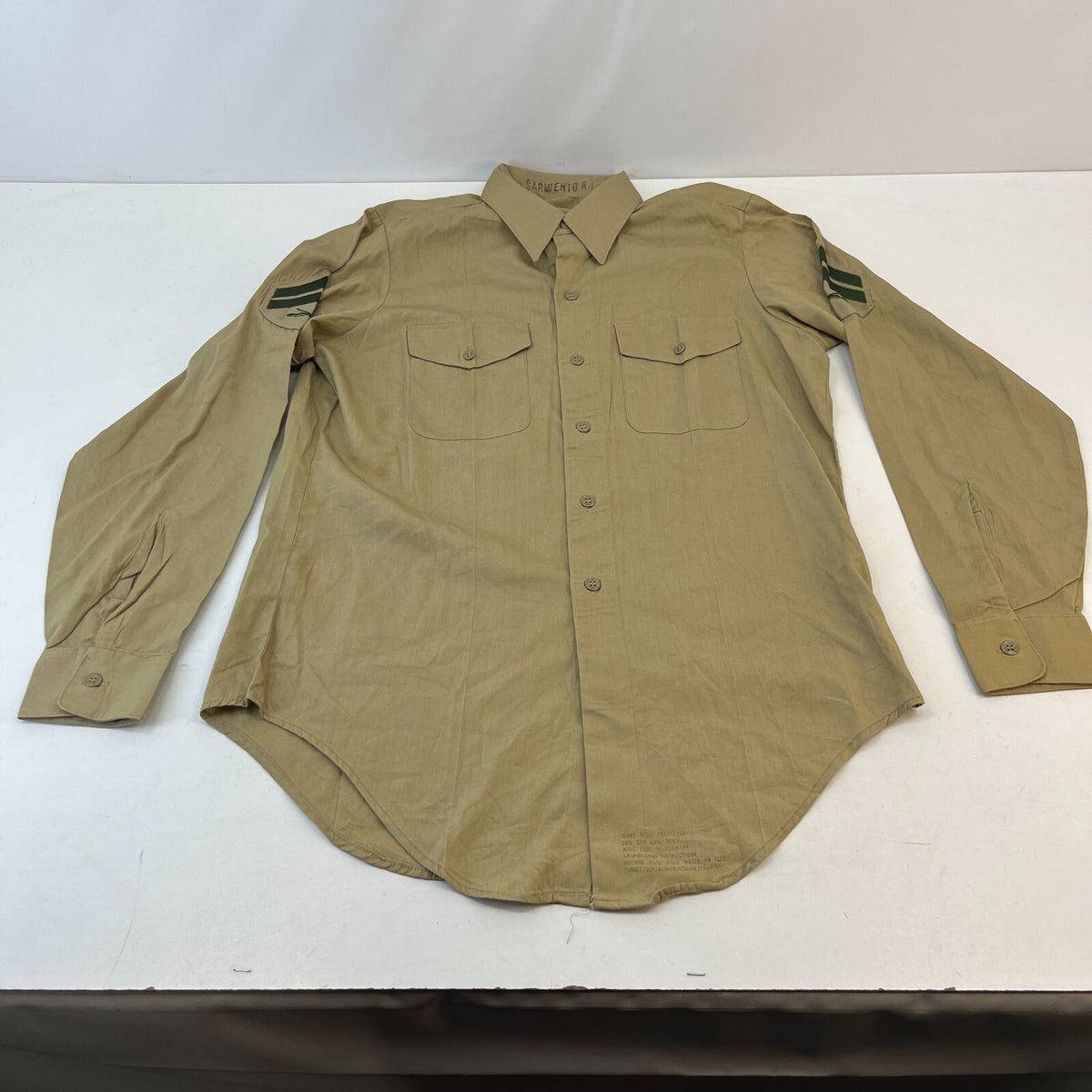 Vintage US Marines USMC Twill Workwear Shirt Long Sleeve Military size Large