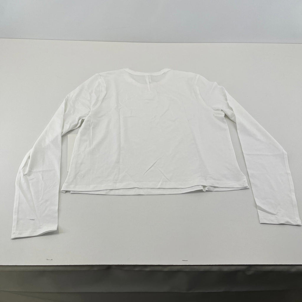 Lululemon Classic Fit Long Sleeve Cotton Blend Top T-Shirt White size UK 10 US 6
