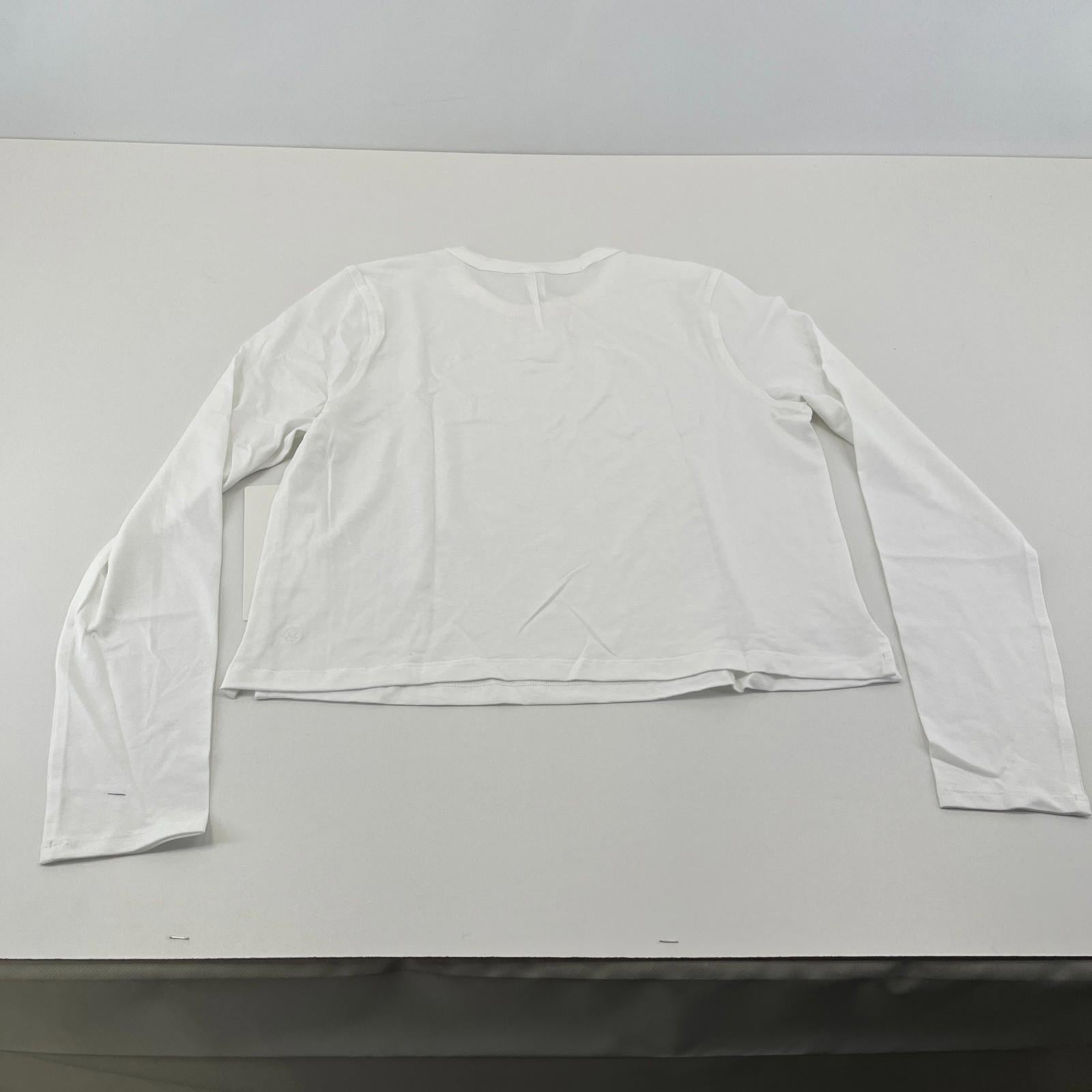 Lululemon Classic Fit Long Sleeve Cotton Blend Top T-Shirt White size UK 10 US 6