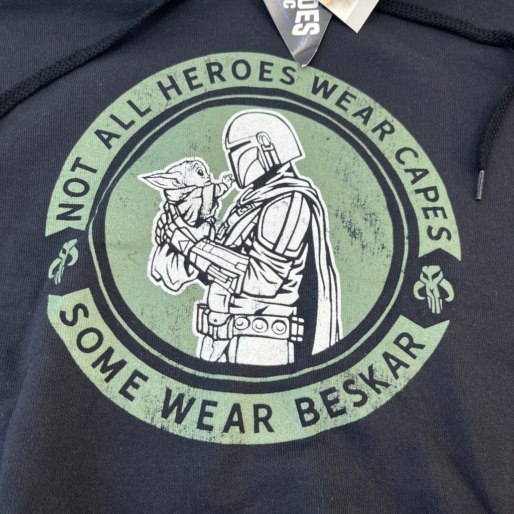 The Mandalorian Mens Hoodie "Not All Heroes Wear Capes" Black size M - New