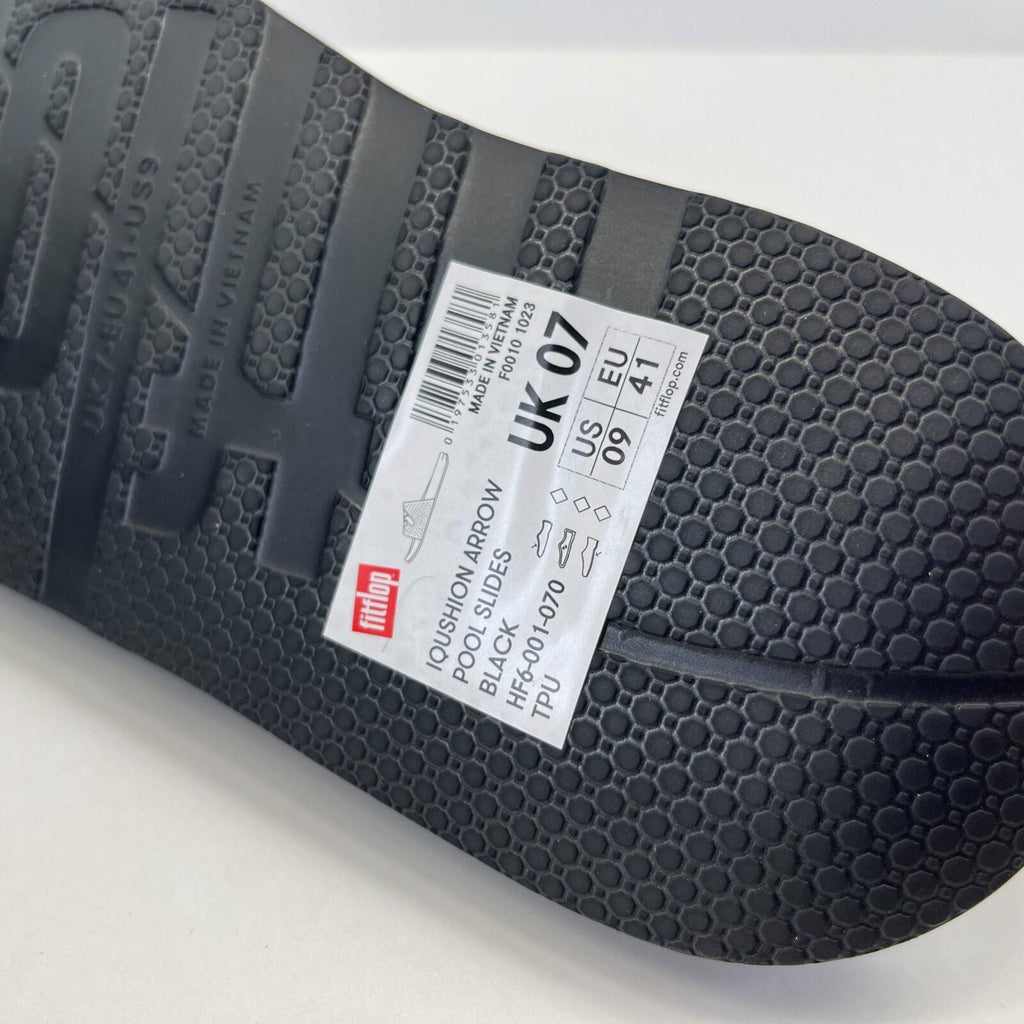 FitFlop Iqushion Arrow Pool Slides in Black size UK 7 EU 41 - New Boxed