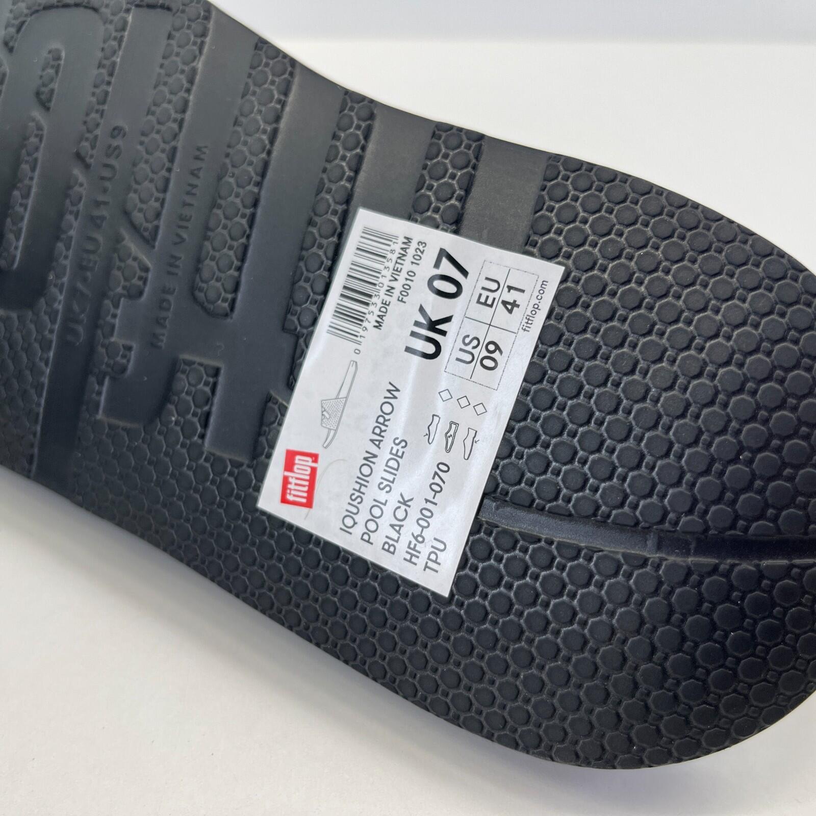 FitFlop Iqushion Arrow Pool Slides in Black size UK 7 EU 41 - New Boxed