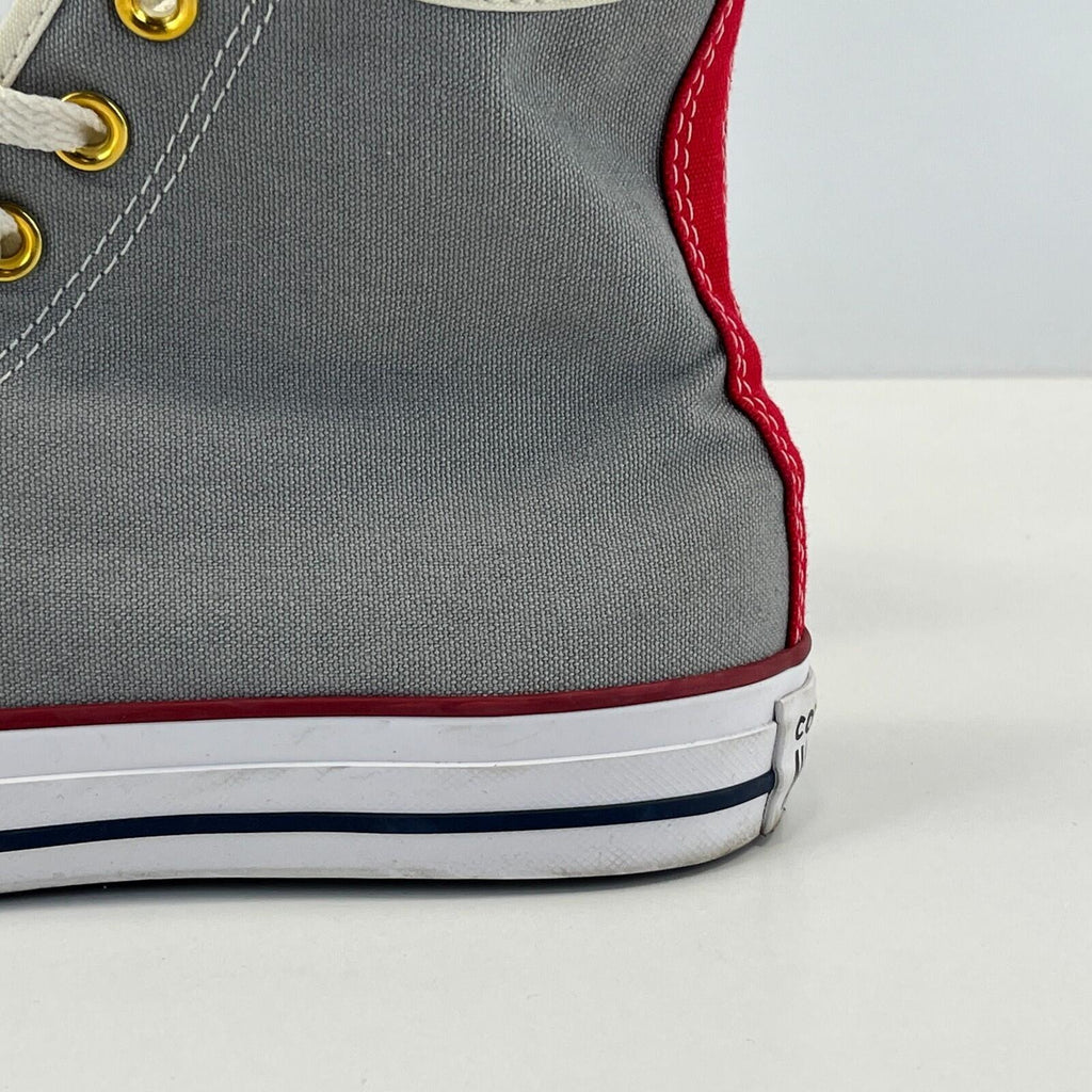 Converse Hi Top Trainers in Grey White Red UK size 8.5 - Near Mint