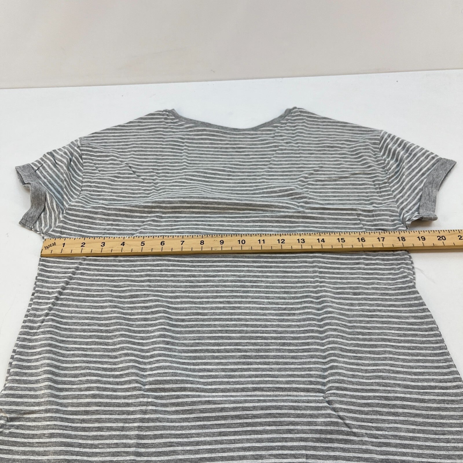 M&S Ladies Pyjama Set UK S 8-10 Grey Striped Long Leg Short Sleeve New