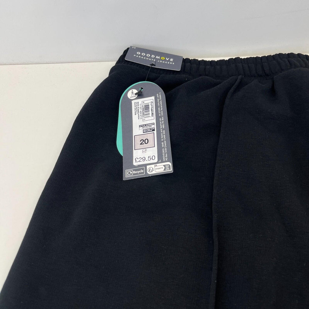 M&S Ladies Goodmove Parachute Joggers Cuffed Trousers Pants Black BNWT size 20