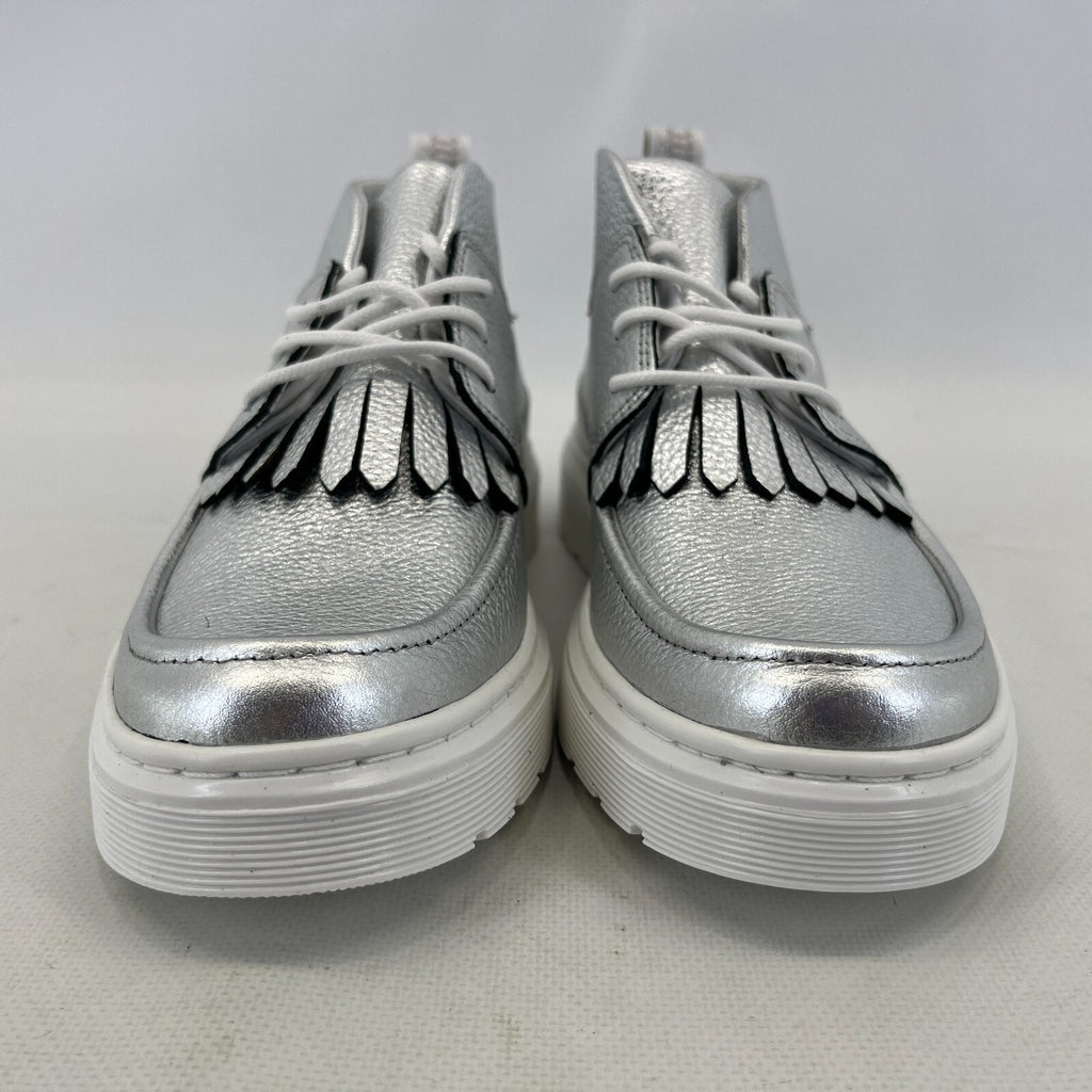 Dr Martens Jemima Silver & White Leather Kiltie Chukka Boots Shoes Womens UK 4