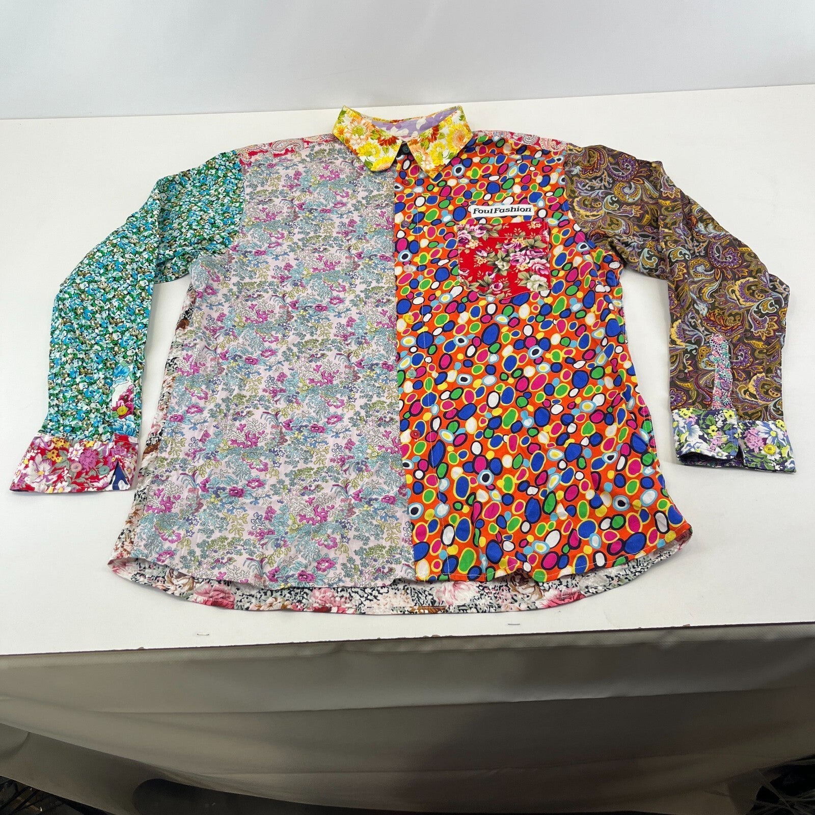 Foul Fashion Long Sleeve Shirt Mens size XL Multi Colour & Pattern Ugly Chic