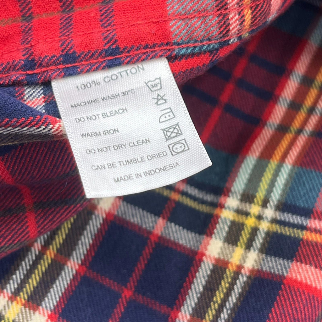 Barbour Men's Red Check Flannel Shirt Button Up Long Sleeve - UK size XL
