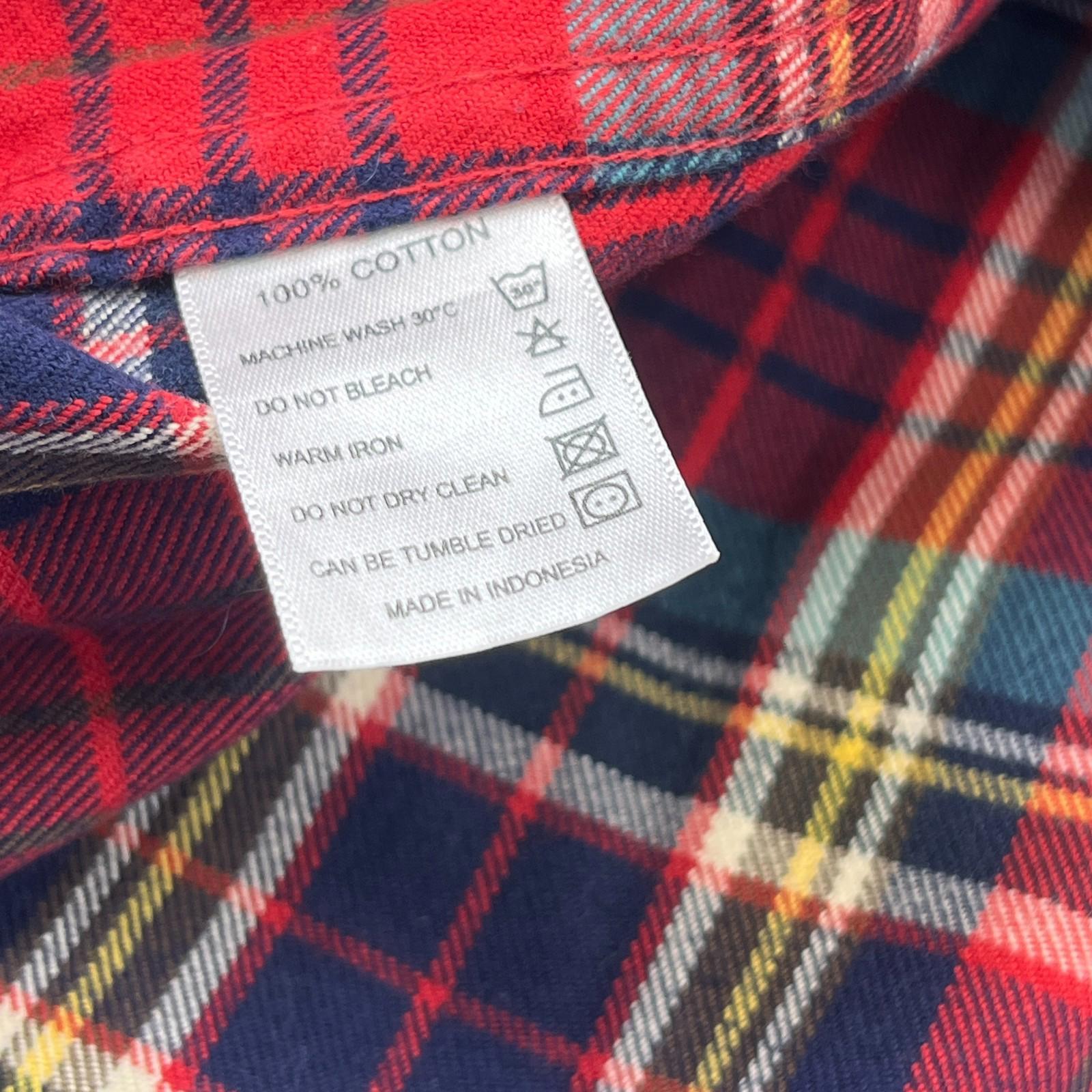 Barbour Men's Red Check Flannel Shirt Button Up Long Sleeve - UK size XL