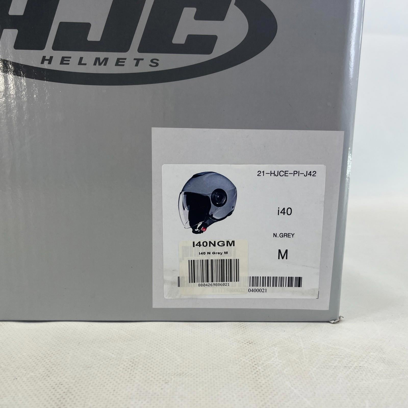 HJC I40N Plain Open Face Motorcycle Helmet size M Grey - Urban Scooter Crash Lid