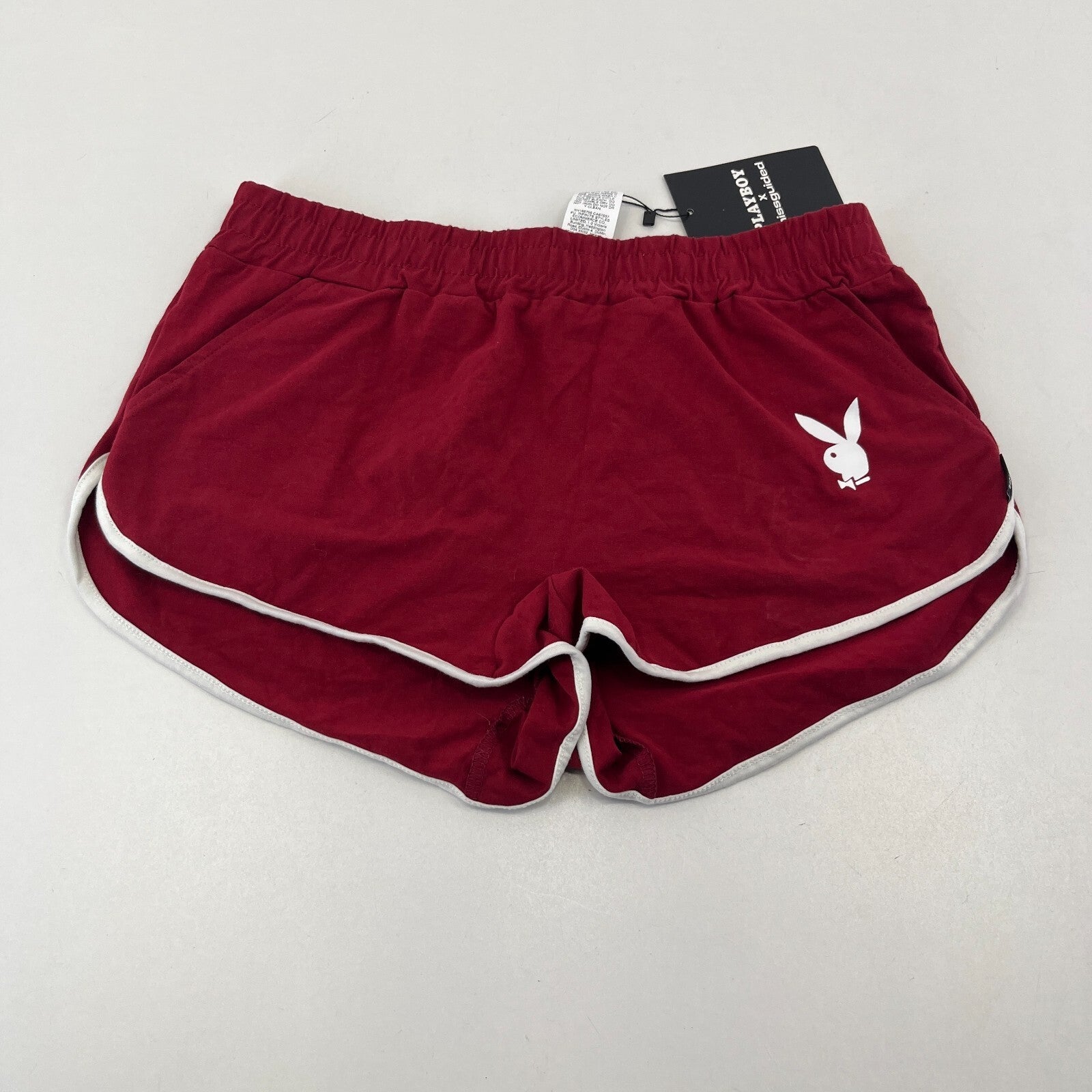 BNWT Playboy Deep Red Hot Pants Shorts size Medium - Misguided