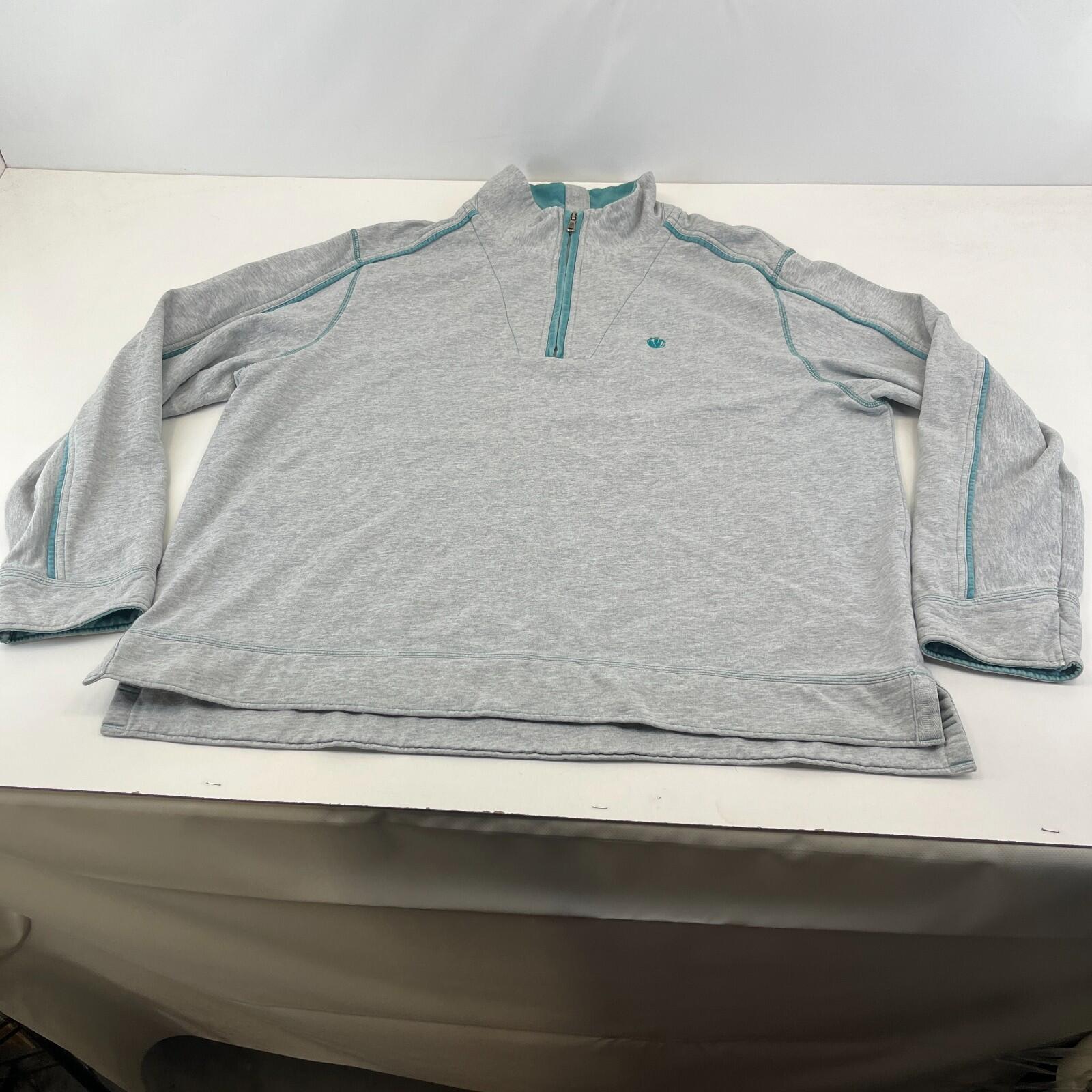 Fat Face Originals Men’s 1/4 Zip Fleece Pullover Grey & Teal size 2XL