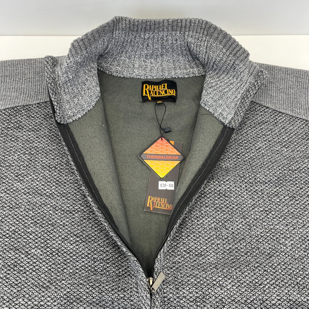 Raphael Valencino Thermal Fleece Lined Jacket Grey Long Sleeve Mens 2XL - New