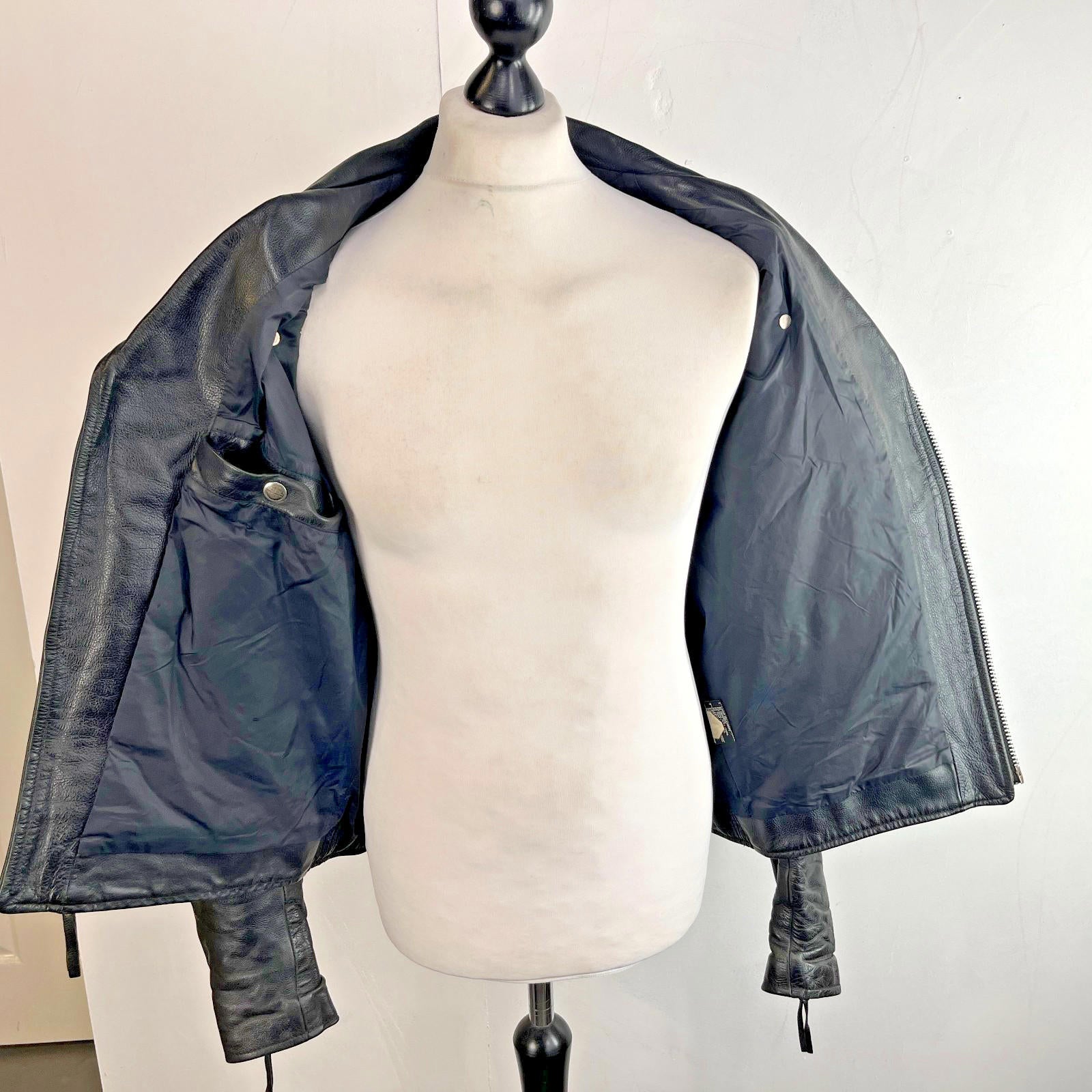 Vintage Genuine Harley Davidson Black Leather Jacket Made in USA - US size L