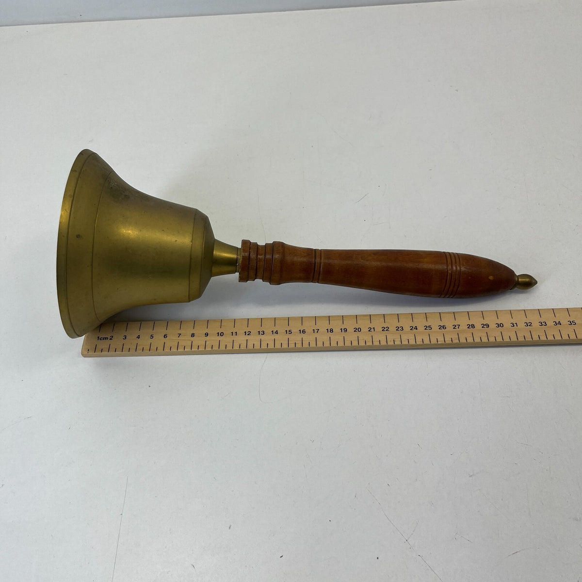 Vintage Large Brass Hand Bell School Town Crier Bell 33cm - 13cm Diameter Loud