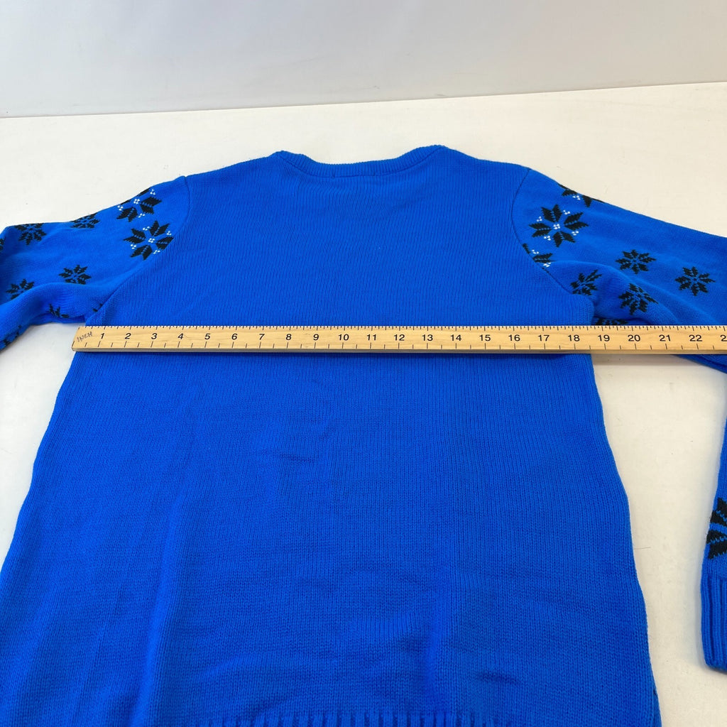 Pout Long Sleeve Christmas Knitted Jumper Santa Penguin Blue size Small