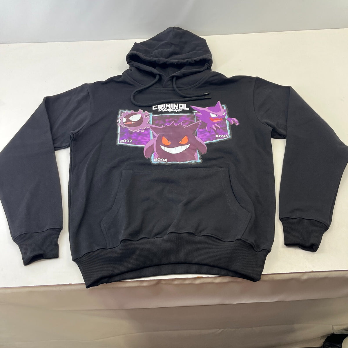 Criminal Damage Pokemon Hoodie Gastly Haunter Gengar Black size Small - New