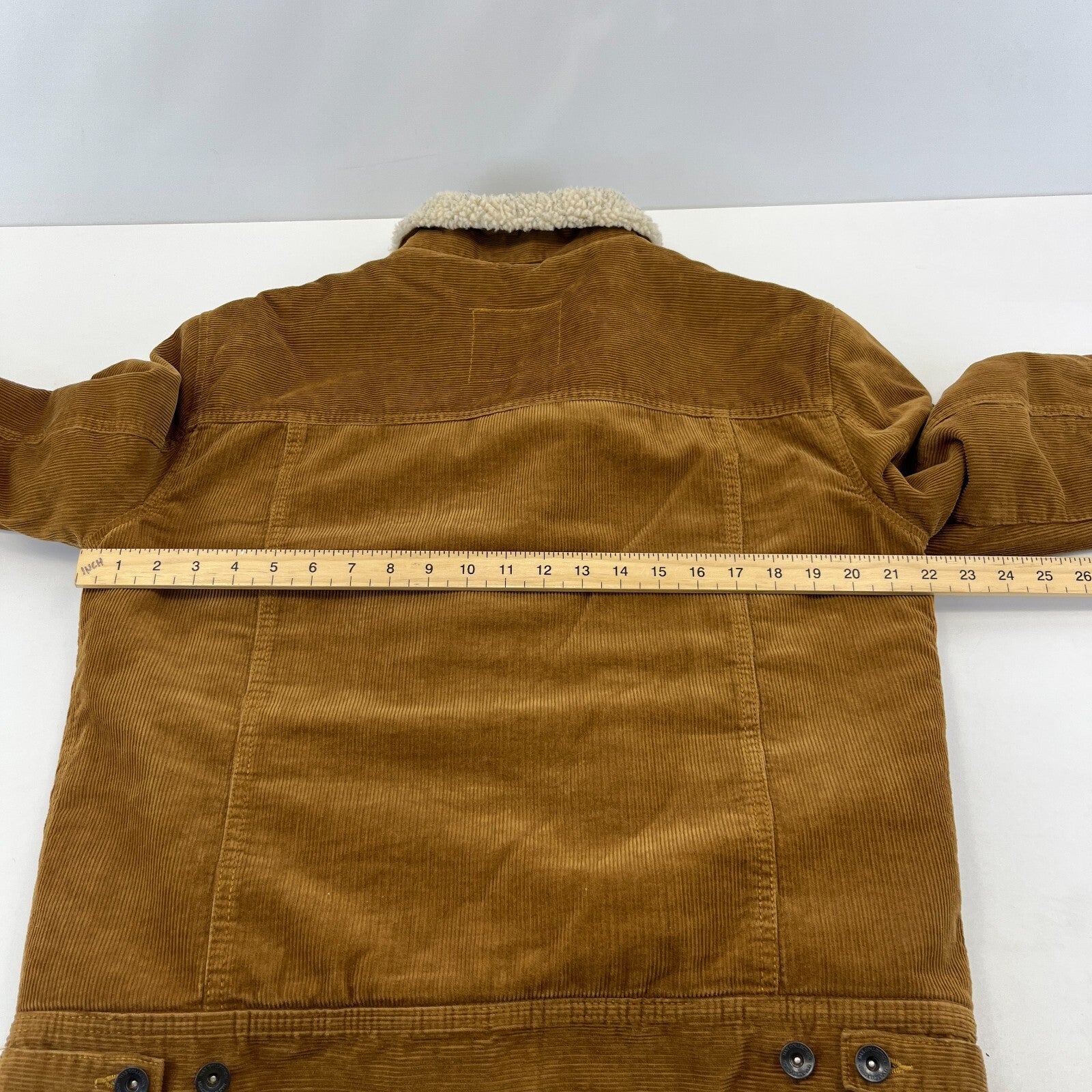 M&S Eighty Four Brown Cord Jacket Padded Trucker Fleece Lined Sherpa Men's M