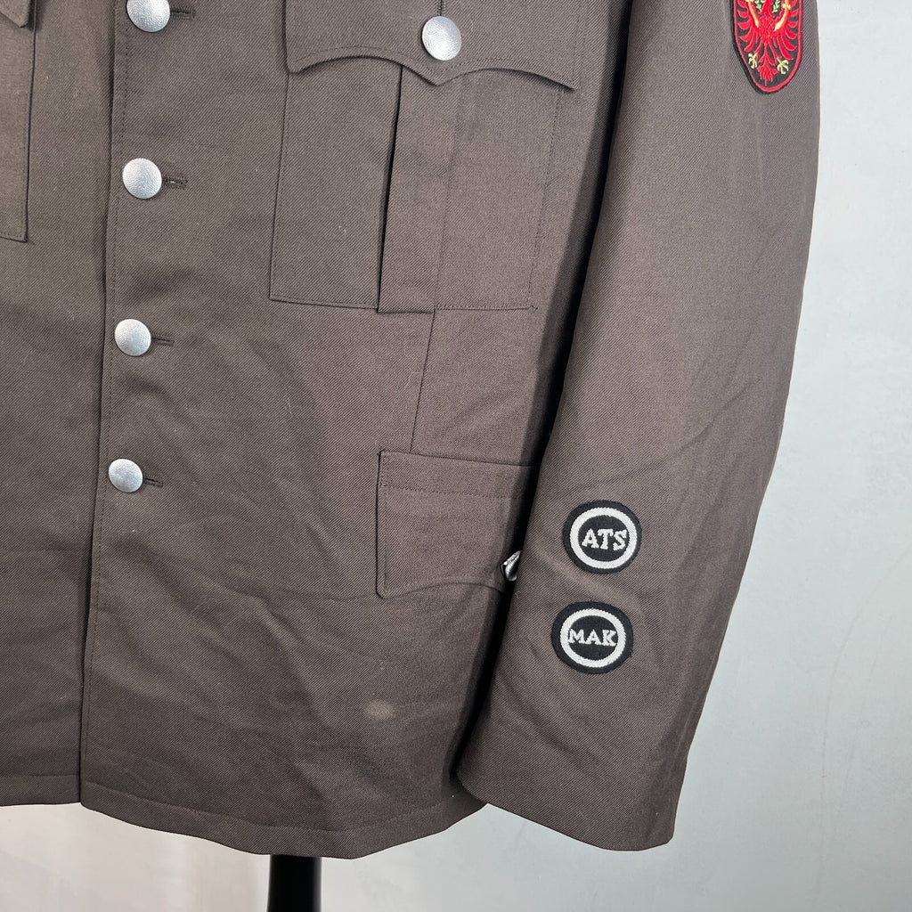 Austrian Army Dress Uniform Jacket Officers Blazer in Brown with Badges size XL
