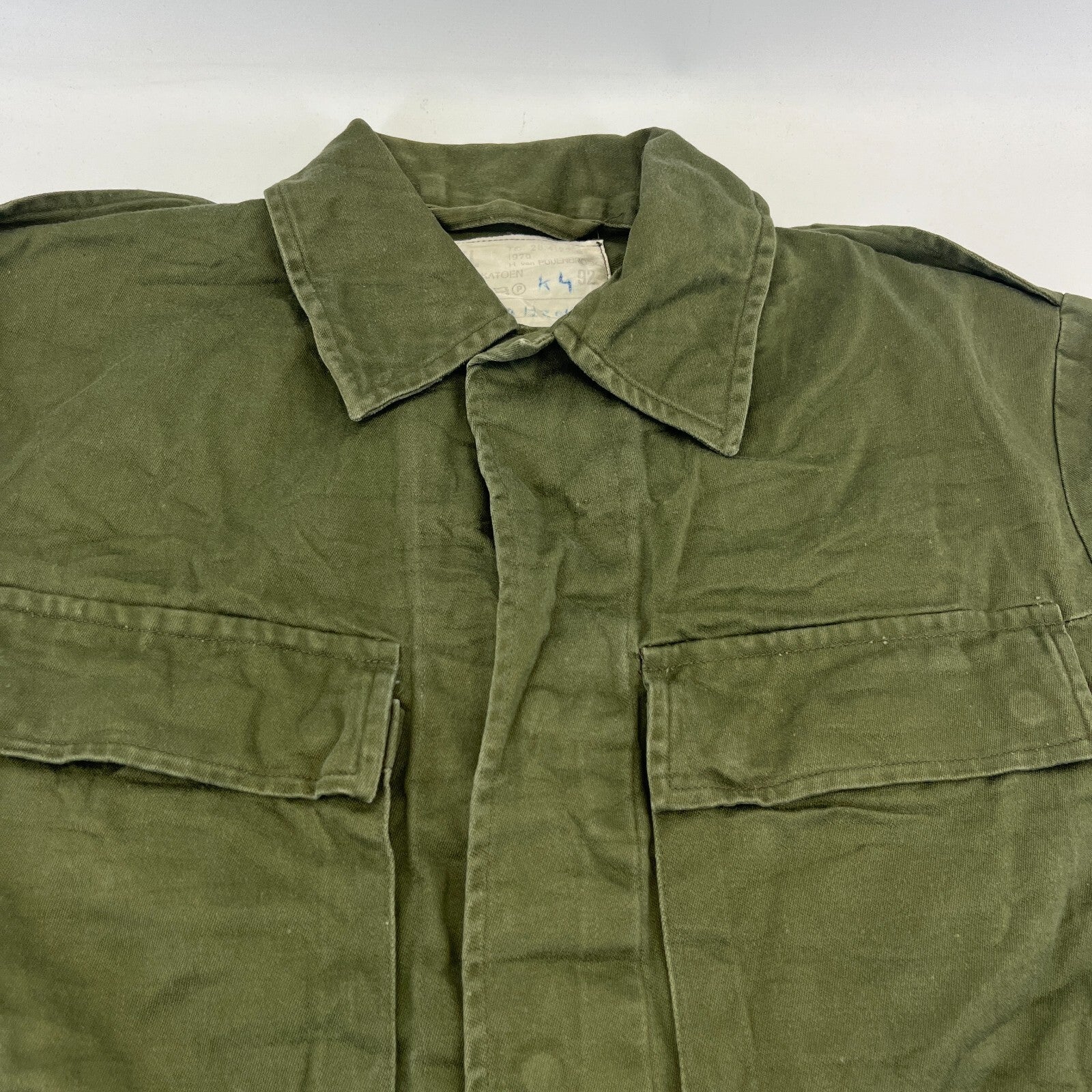 Vtg Dutch Army Combat Field Jacket size M Netherlands Issue Olive Green Fishing