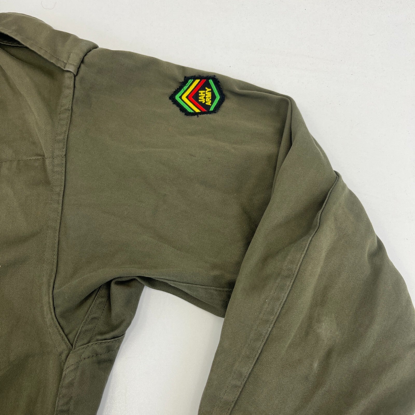Custom Vintage French Army Jacket Rasta Rastafari Jah Smock size L (112M)