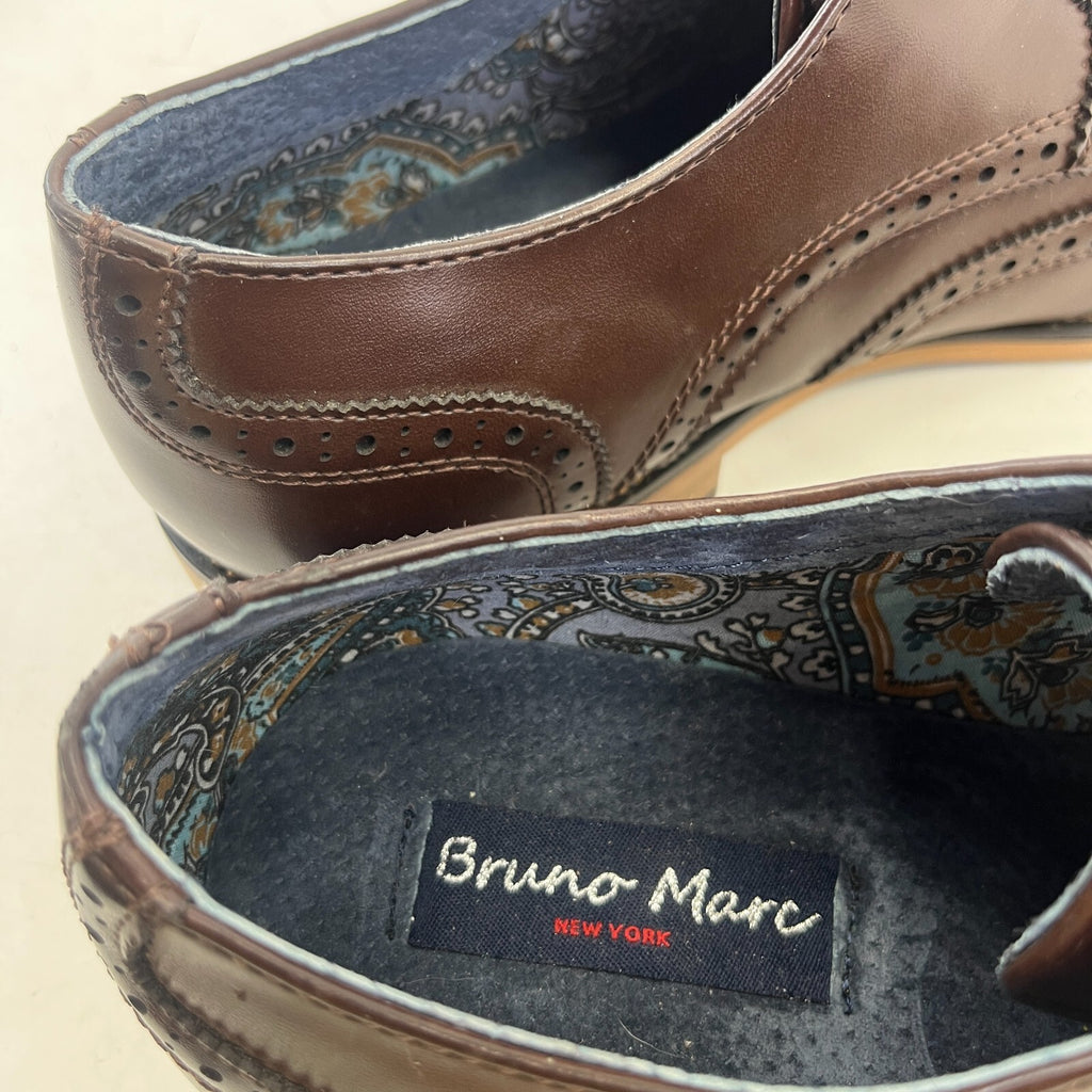 Bruno Marc New York Men's Dark Brown Leather Lined Dress Shoes UK 8.5 EU 42.5