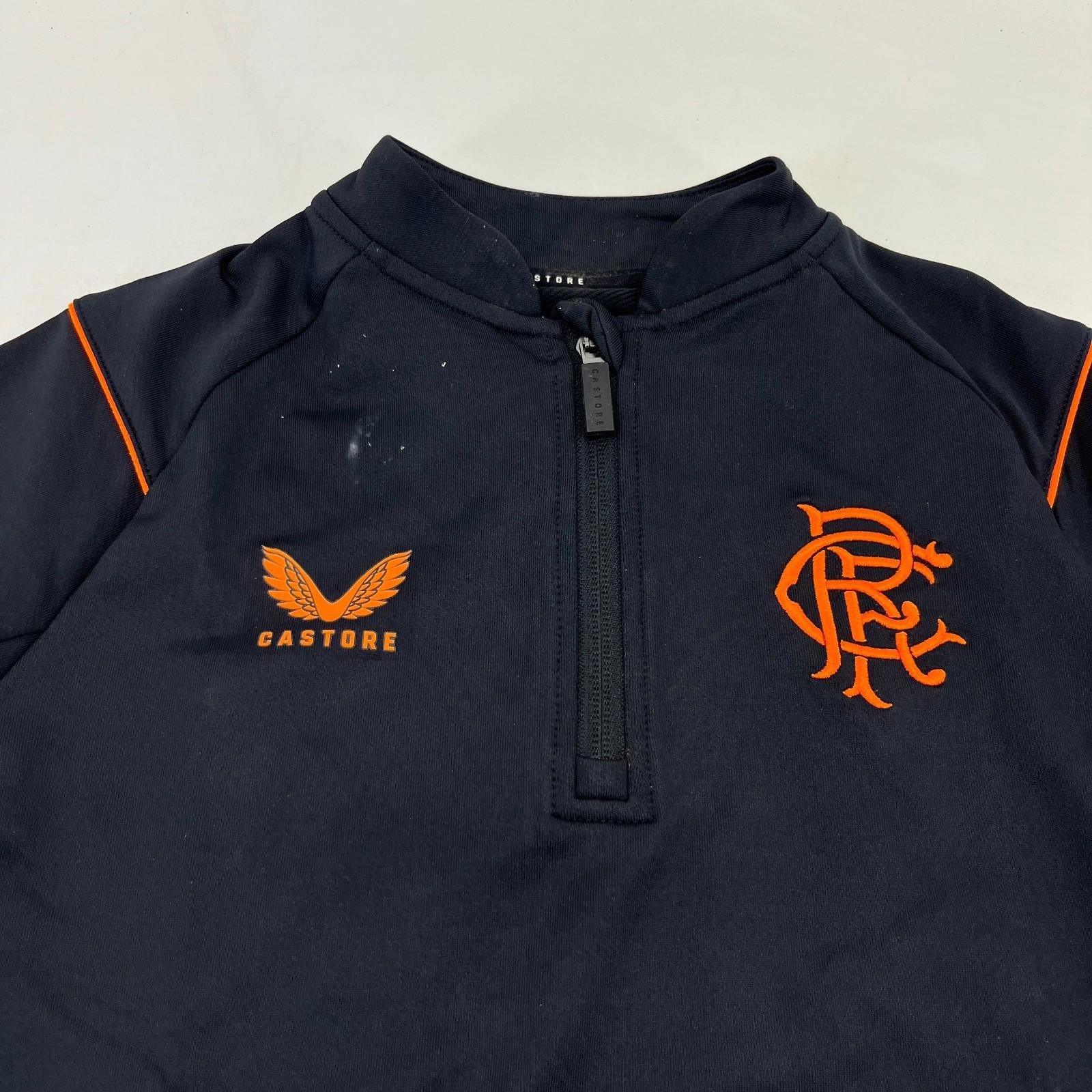 Rangers FC Football Club Kids Matchday 1/4 Zip Shirt Top in Black size Junior M