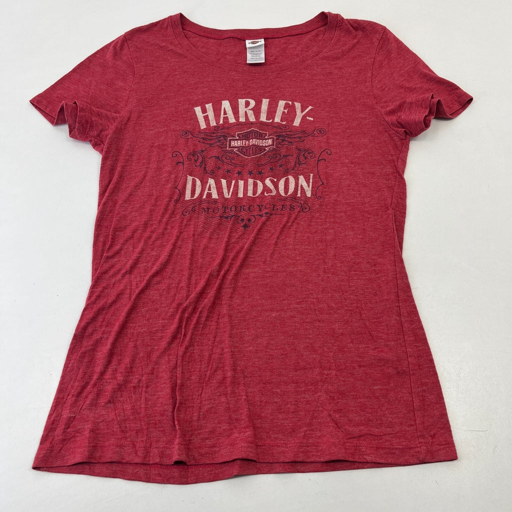 Harley Davidson Vintage Women's T-Shirt 1990’s Red with Spellout size Large