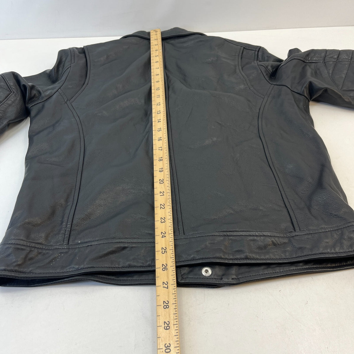 NEXT Men’s Black Leather Biker Jacket Full Zip Short Cruiser Bomber size Large