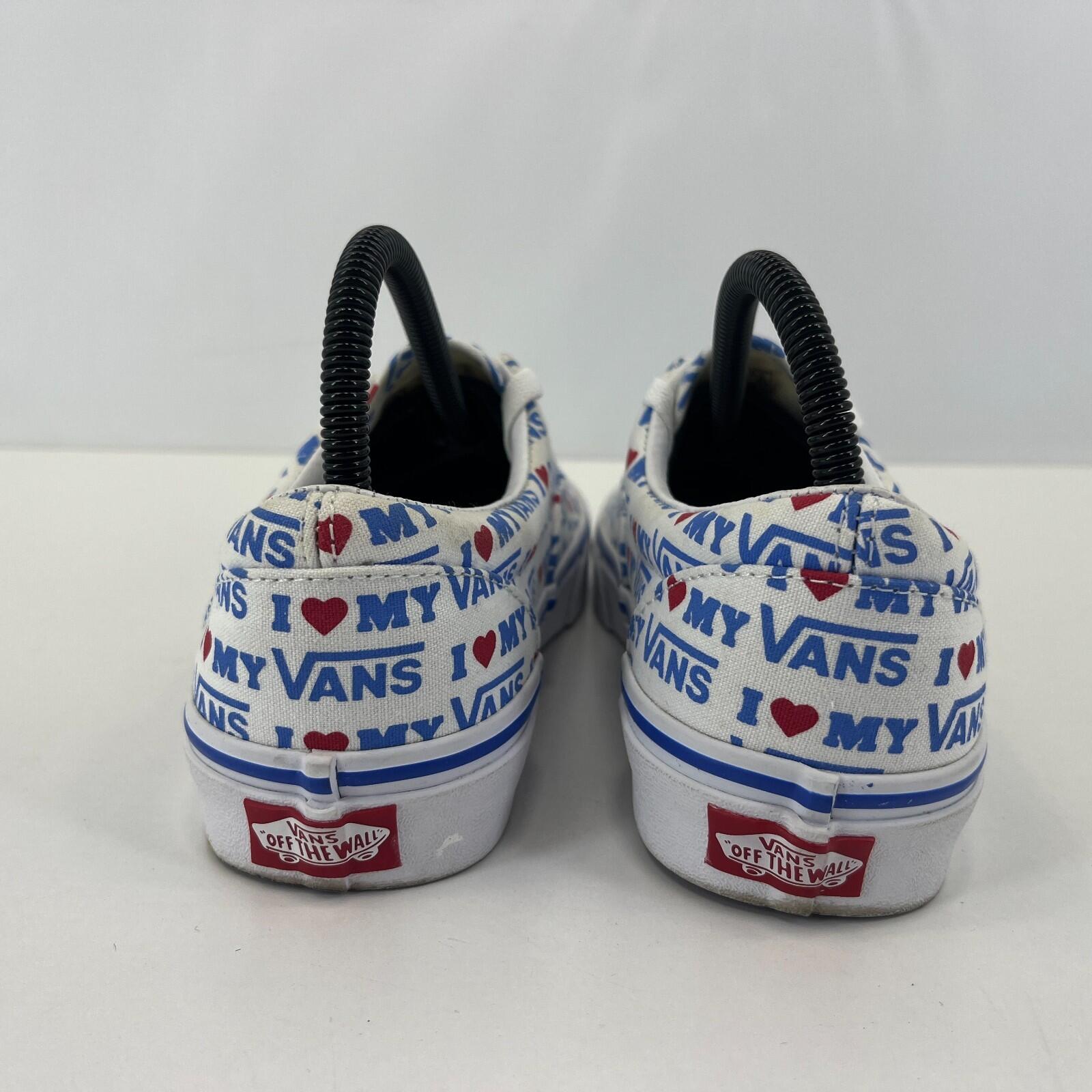 Vans Skate Sk8 Low Shoes White/Blue "I Love My Vans" - UK Size 5.5