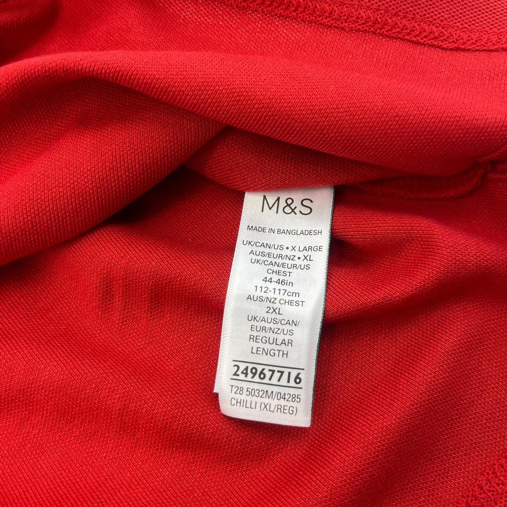 M&S Mens Red Short Sleeve 100% Cotton Polo Shirt Top size XL Regular Fit