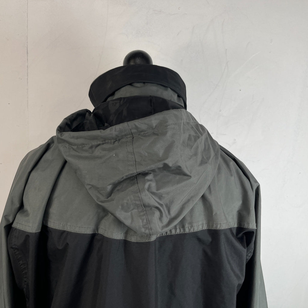 Trojan Men's Waterproof Raincoat Jacket with Hood size Medium Black & Grey