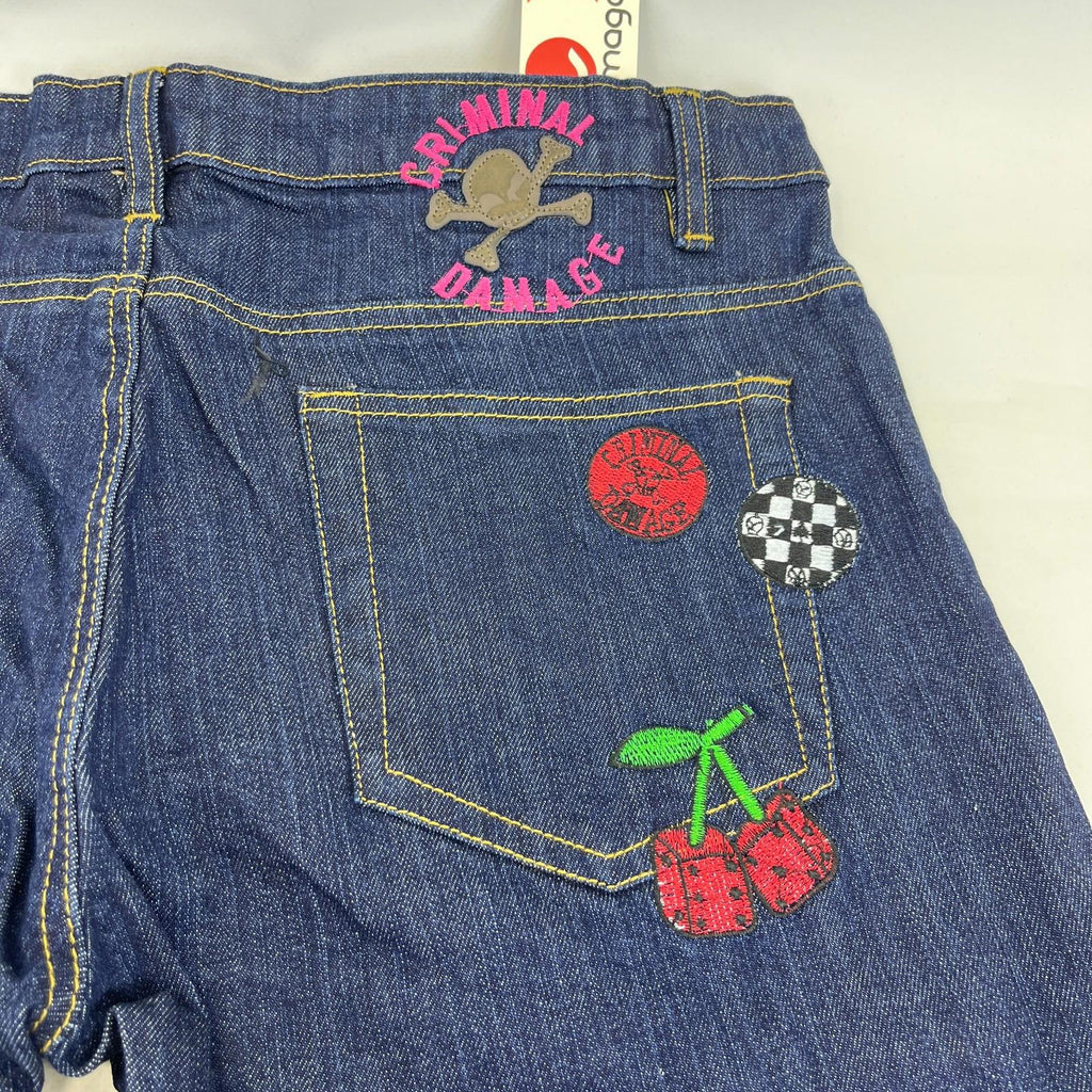 Criminal Damage Player Stretch Jeans Tapered Dark Blue 100% Cotton Denim W36 L32