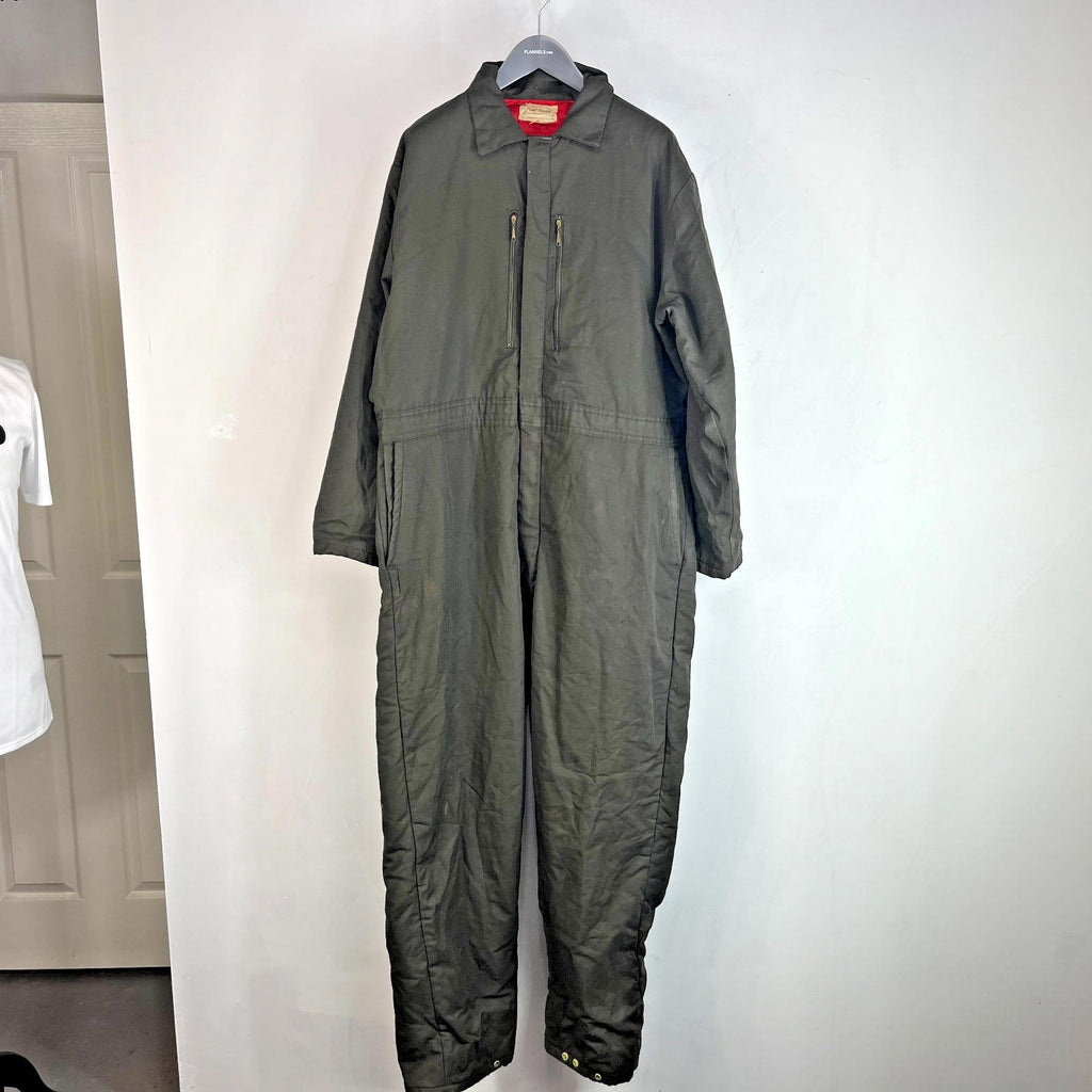 Vtg Montgomery Ward Powr House Thermal Insulated Overalls Green w/ Hood size XL