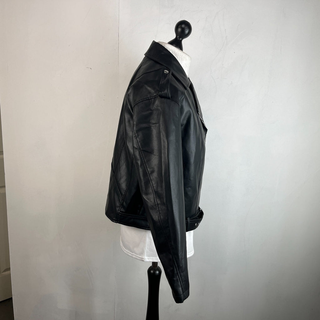 Be You Women’s Black Faux Leather Biker Jacket UK size 20 - New