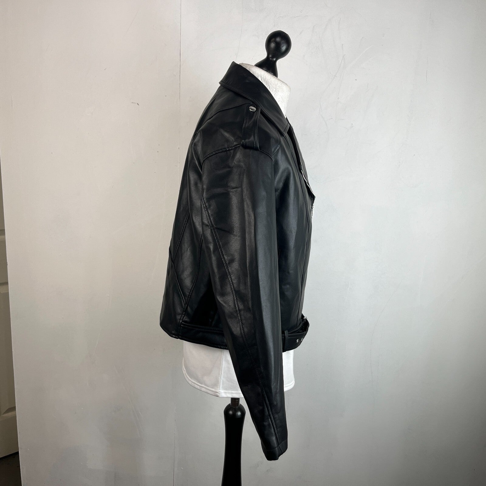 Be You Women’s Black Faux Leather Biker Jacket UK size 20 - New