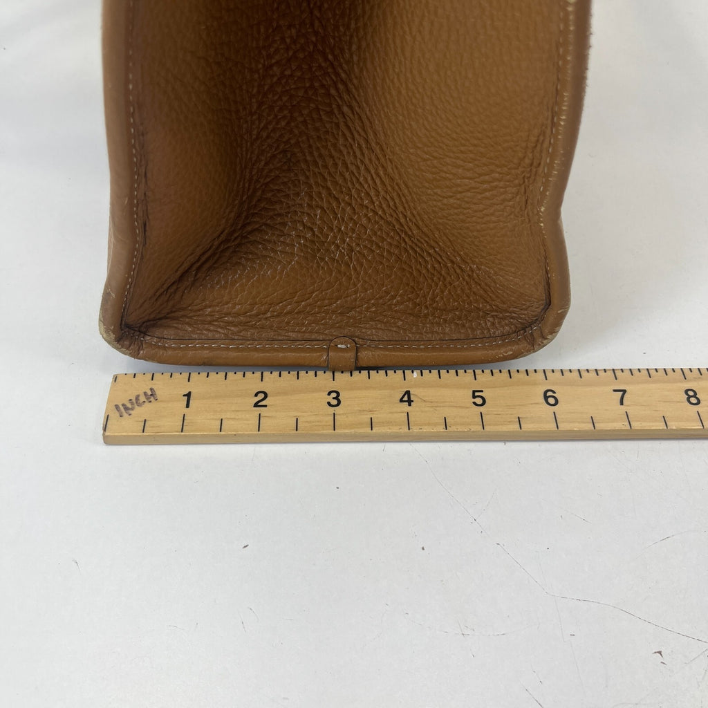 Coach Smith Tote Bag CM716 Tan Pebbled Leather Burgundy Logo Strap