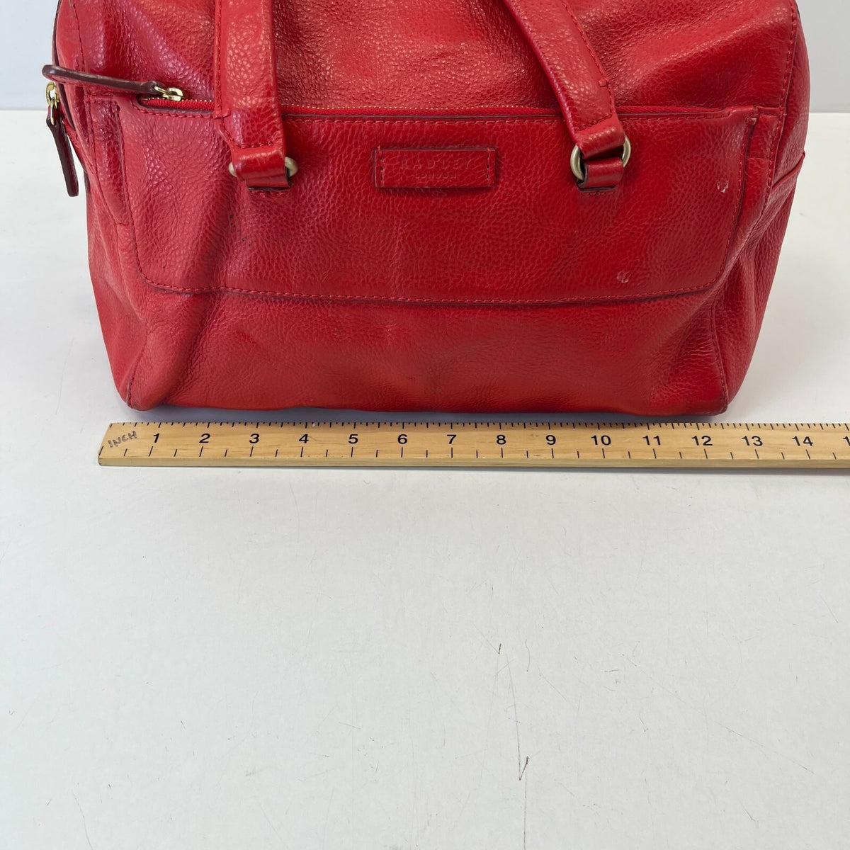 Genuine Vintage Radley Medium size Shoulder Bag Handbag Red Leather