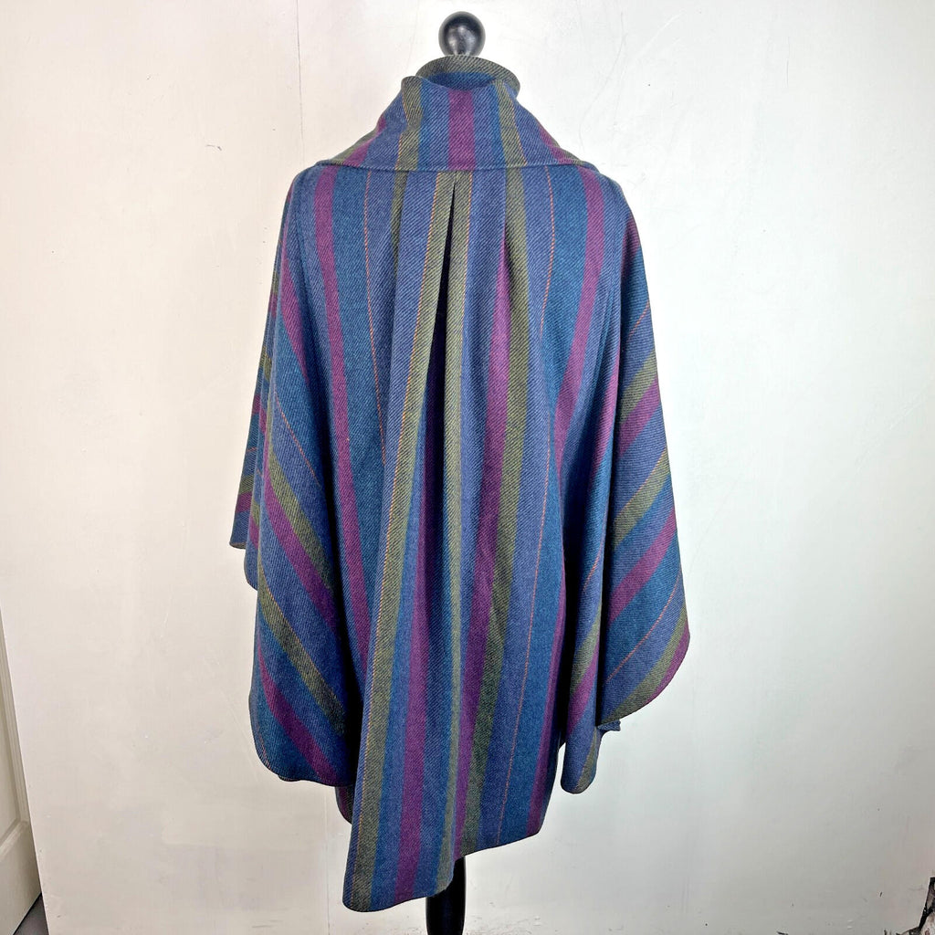 Avoca Collection Cape Coat Poncho Cloak size M Blue/Purple/Green +Attached Scarf