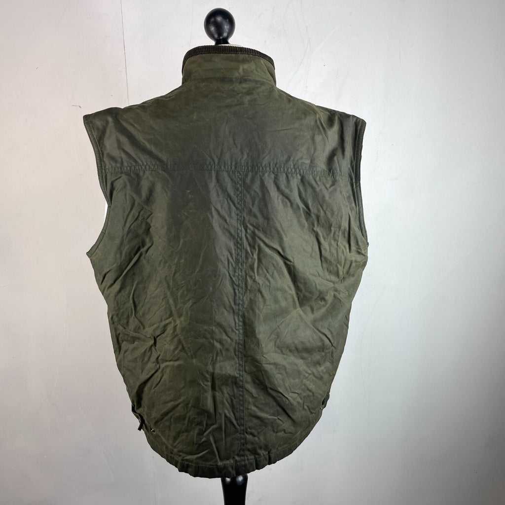 Stones Insulated Gilet Mens Green Waxed size L Shooting Country Vest Jacket