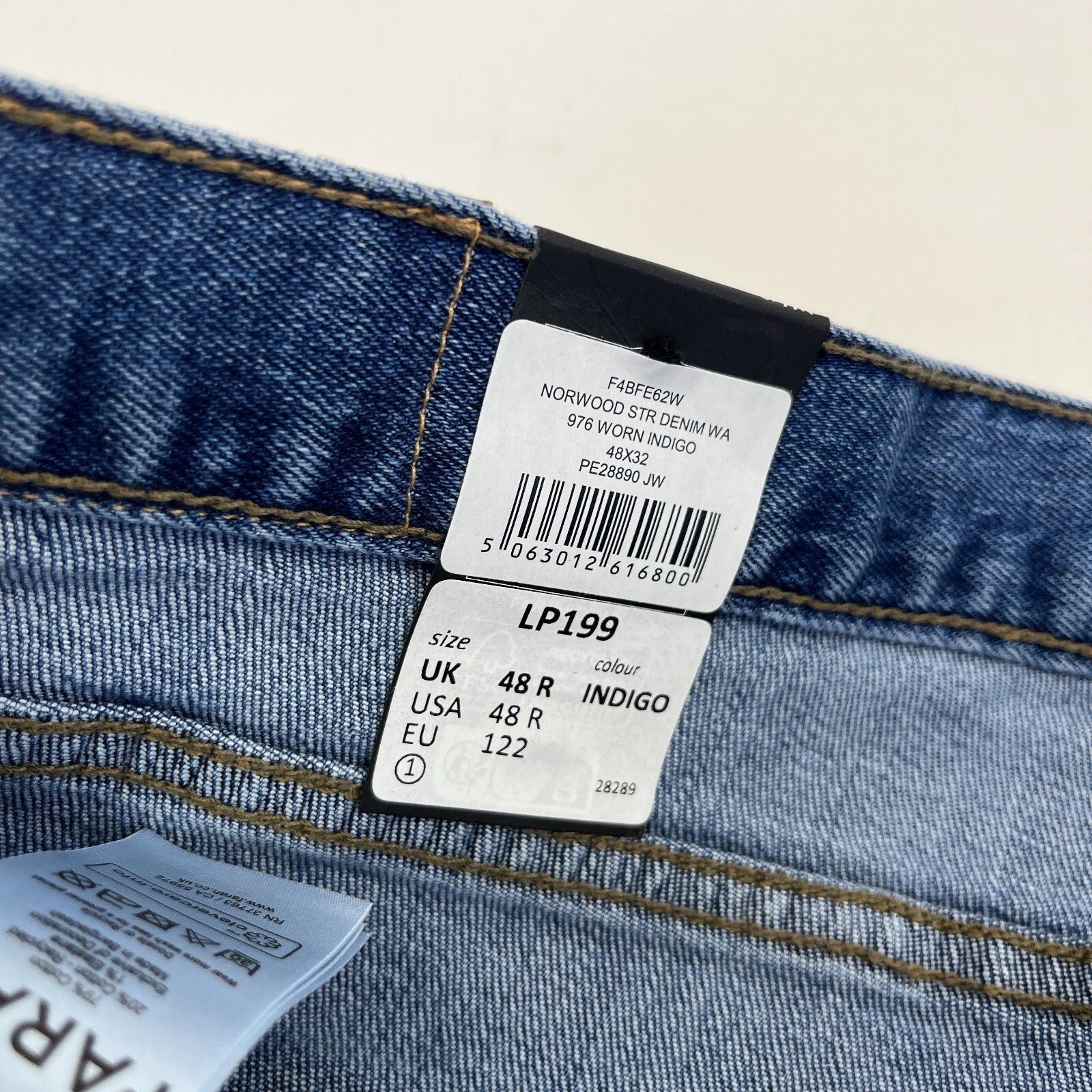 Men's Farah Norwood Indigo Mid Blue Regular Fit Jeans Straight Leg W48" L32" New