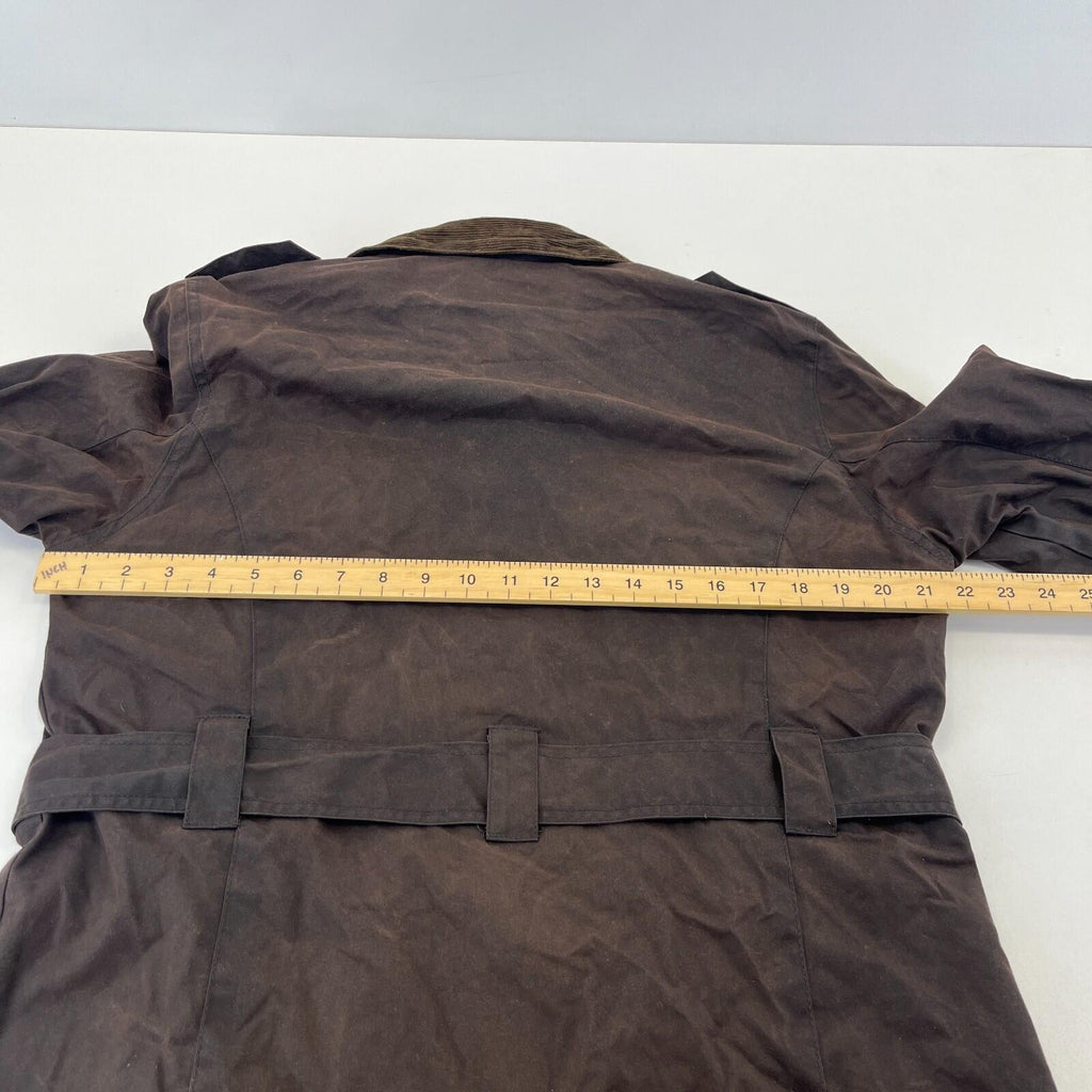 Mc Orvis Wax Jacket Womens size M Brown Waxed Coat with Belt Made in the UK