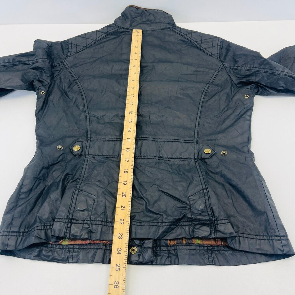 H&M Women's Wax Jacket in Black with Cord Collar size 12