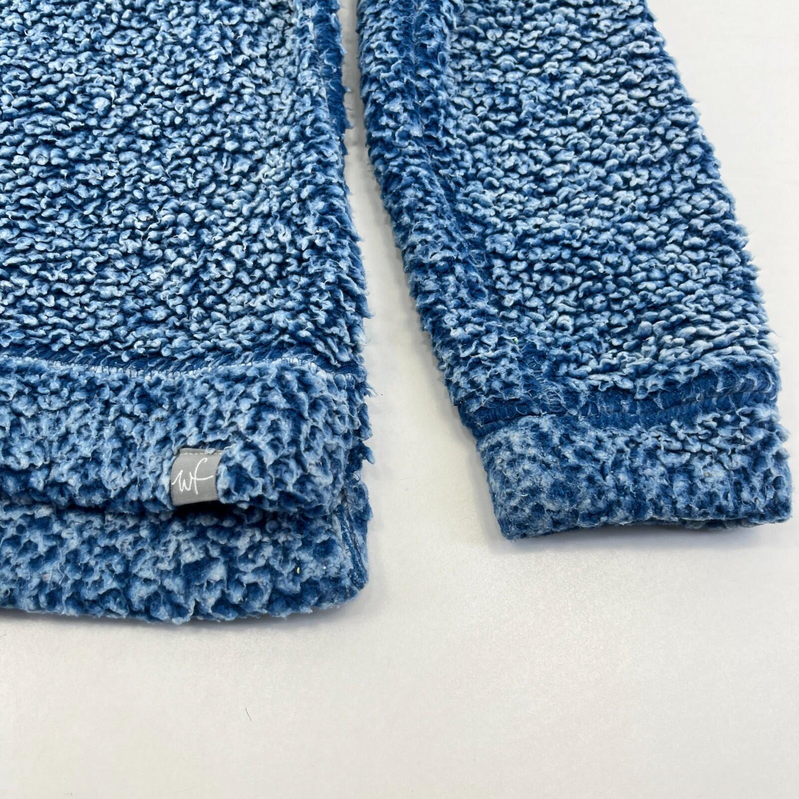 Weird Fish Women’s 1/4 Zip Sherpa Style Snug Fleece Pullover size 12 Blue