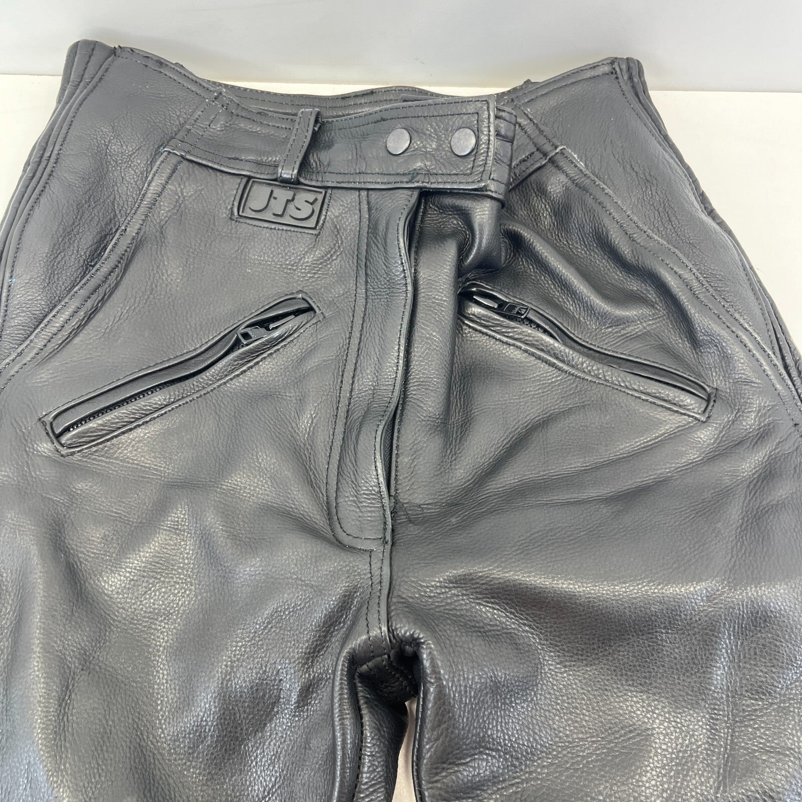 JTS Women's Leather Motorcycle Jeans Trousers Pants size UK 12 EU 36 Leg 26"